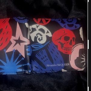 Alexander McQueen Multicolor Buffed Leather Paper Cut Graphic Bifold Wallet